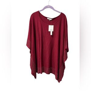 NWT Liquid by Sioni Burgundy Shiraz Rhinestone Poncho